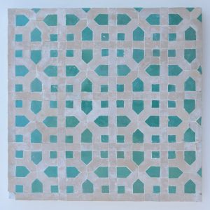 Tetouan Petite Zellige Mosaic Tile - Earth Line and Emerald Coast Fill